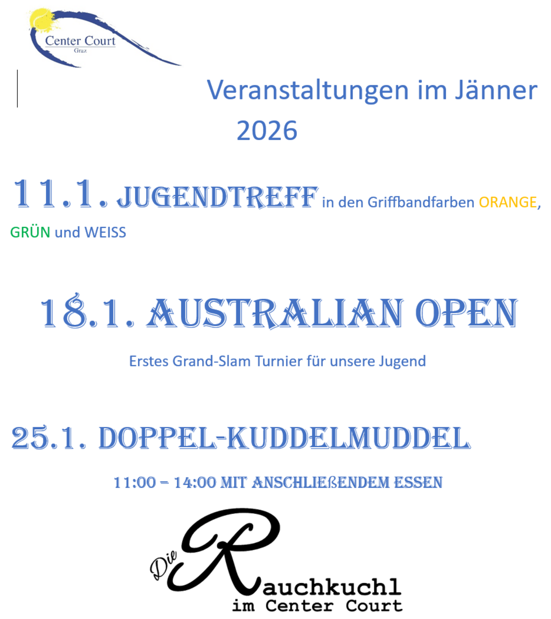 Veranstaltungen im Jänner 2026