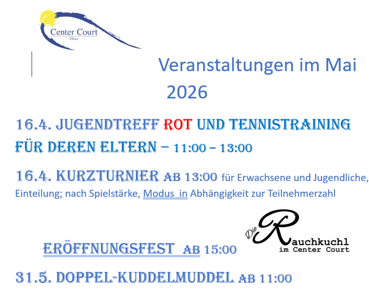 Veranstaltungen im Mai 2026